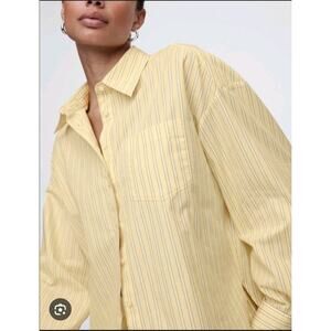 Gap Womens XL THE BIG SHIRT Oversized Boxy Long Sleeve Top 100% Cotton Striped